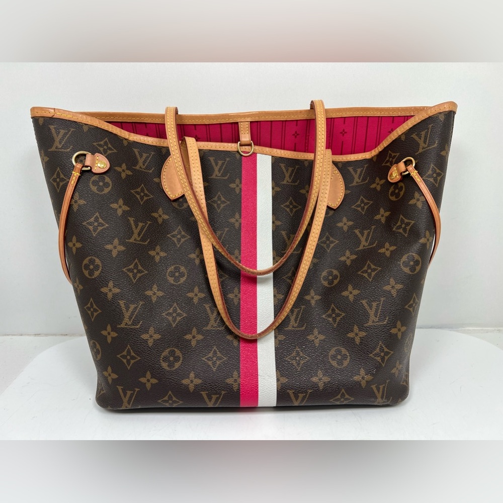 LOUIS VUITTON Neverfull My LV Heritage MM Monogram With Pouch Pink Stripes - Picture 3 of 14